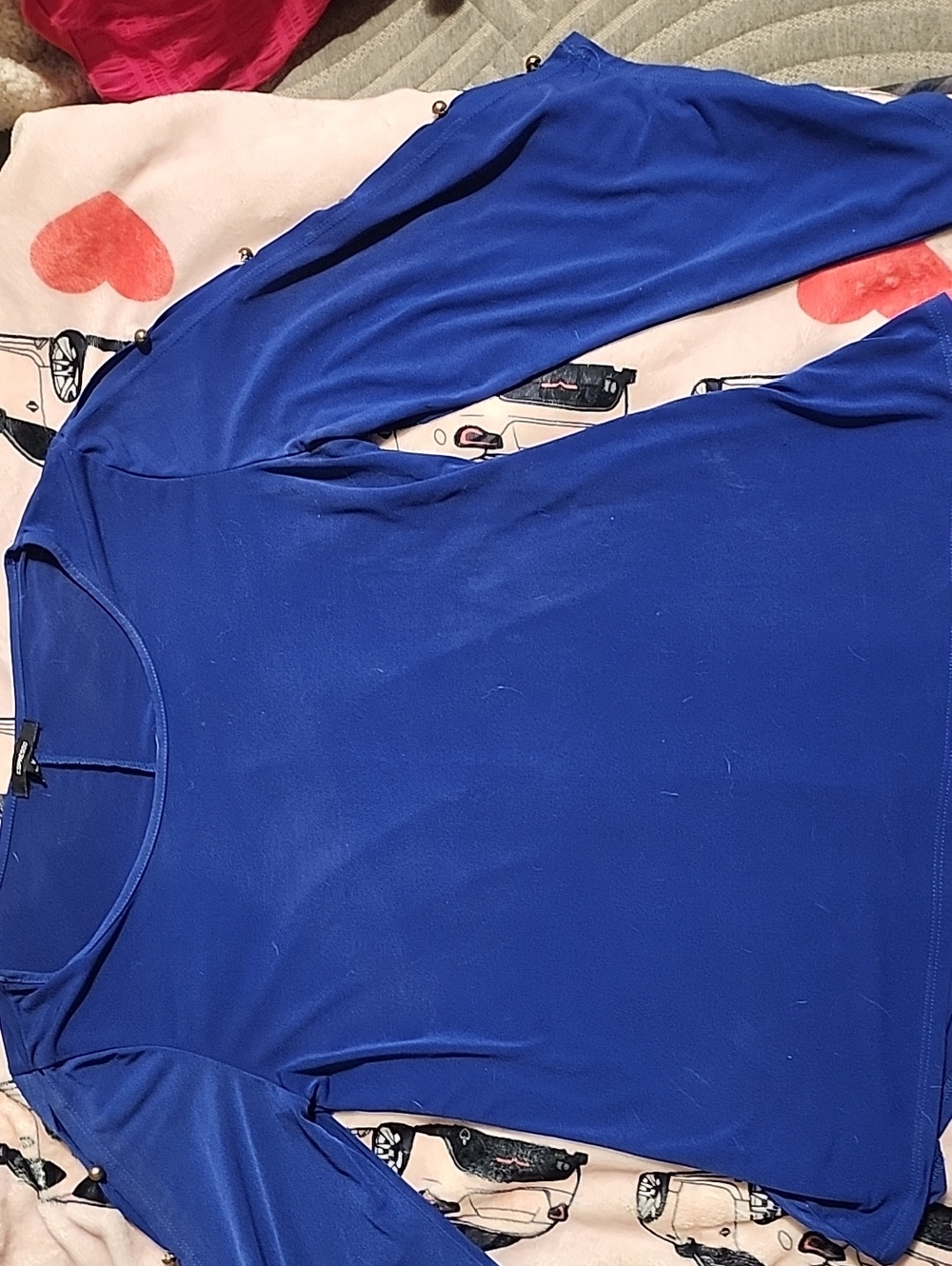 Espresso Royal Blue Long Sleeve Stretch Crew Top